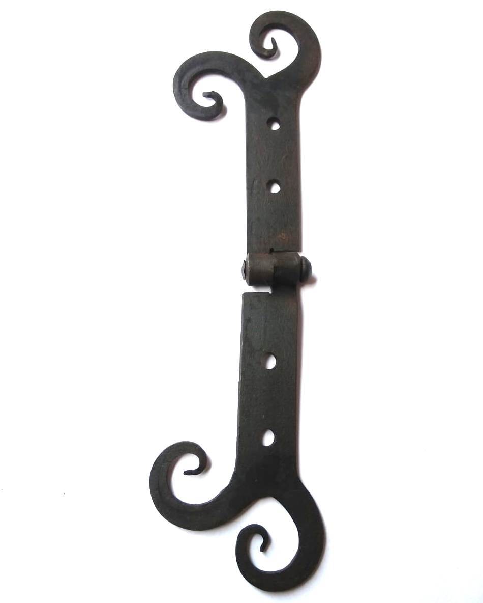 Hand Forged Iron Hinge - 10 Inch Length, Natural And Black Finish | European Style, Handmade Medieval Design