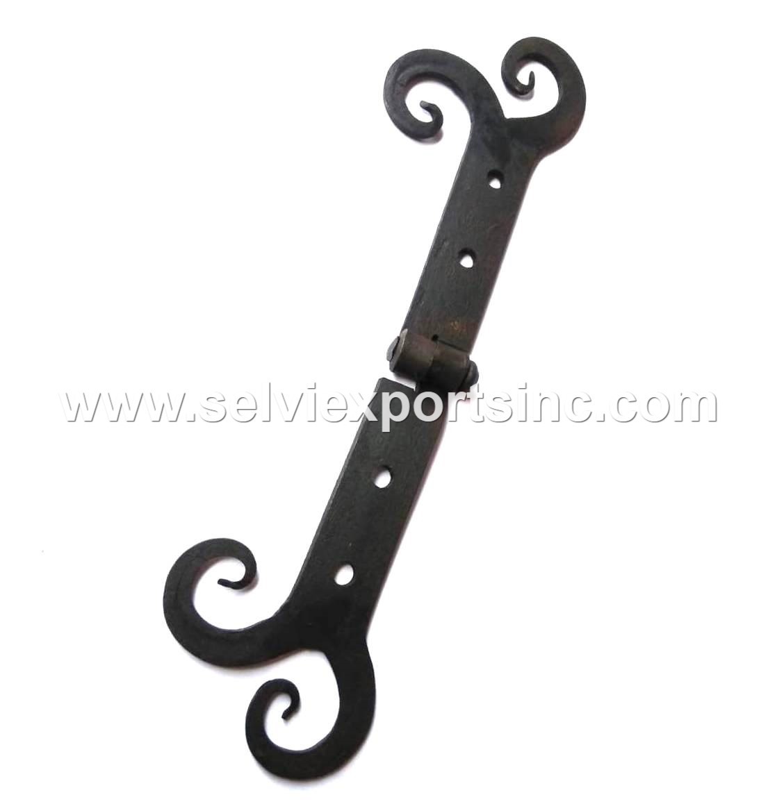 Hand Forged Iron Hinge - 10 Inch Length, Natural And Black Finish | European Style, Handmade Medieval Design