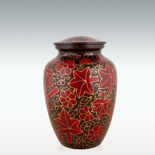 Red Medium Harvest Leaves Cremation Urn