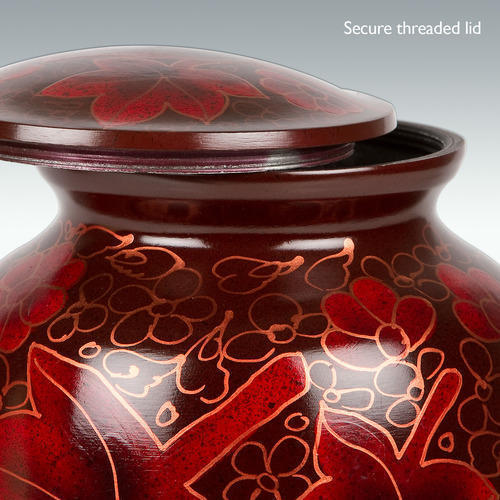 Red Medium Harvest Leaves Cremation Urn