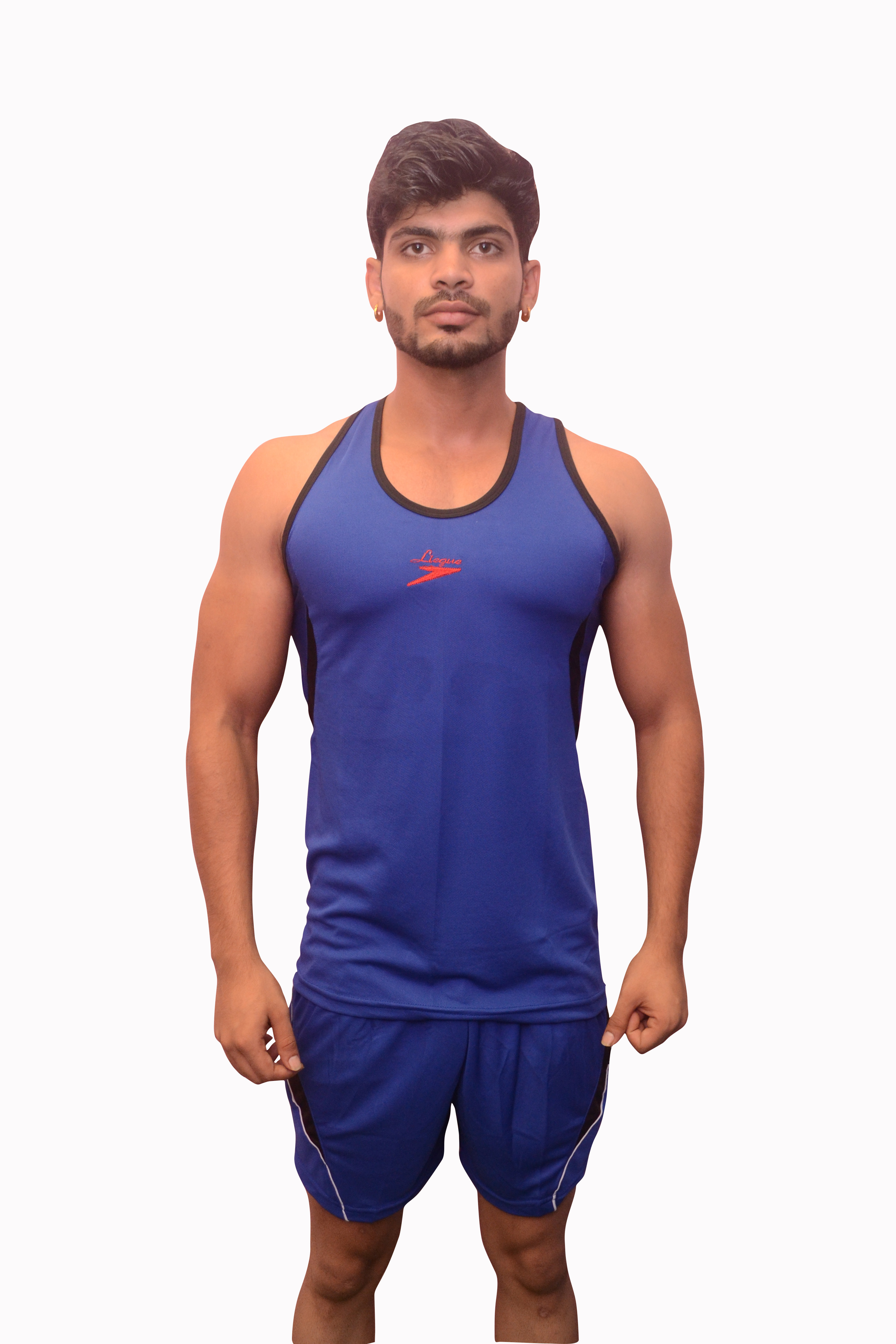 Athletic Kit Set - Polyester Cotton Blend, Size M/l/xl/xxl, Blue Color | Ideal For Summer Sports, Designed For Men, Cool Max Technology