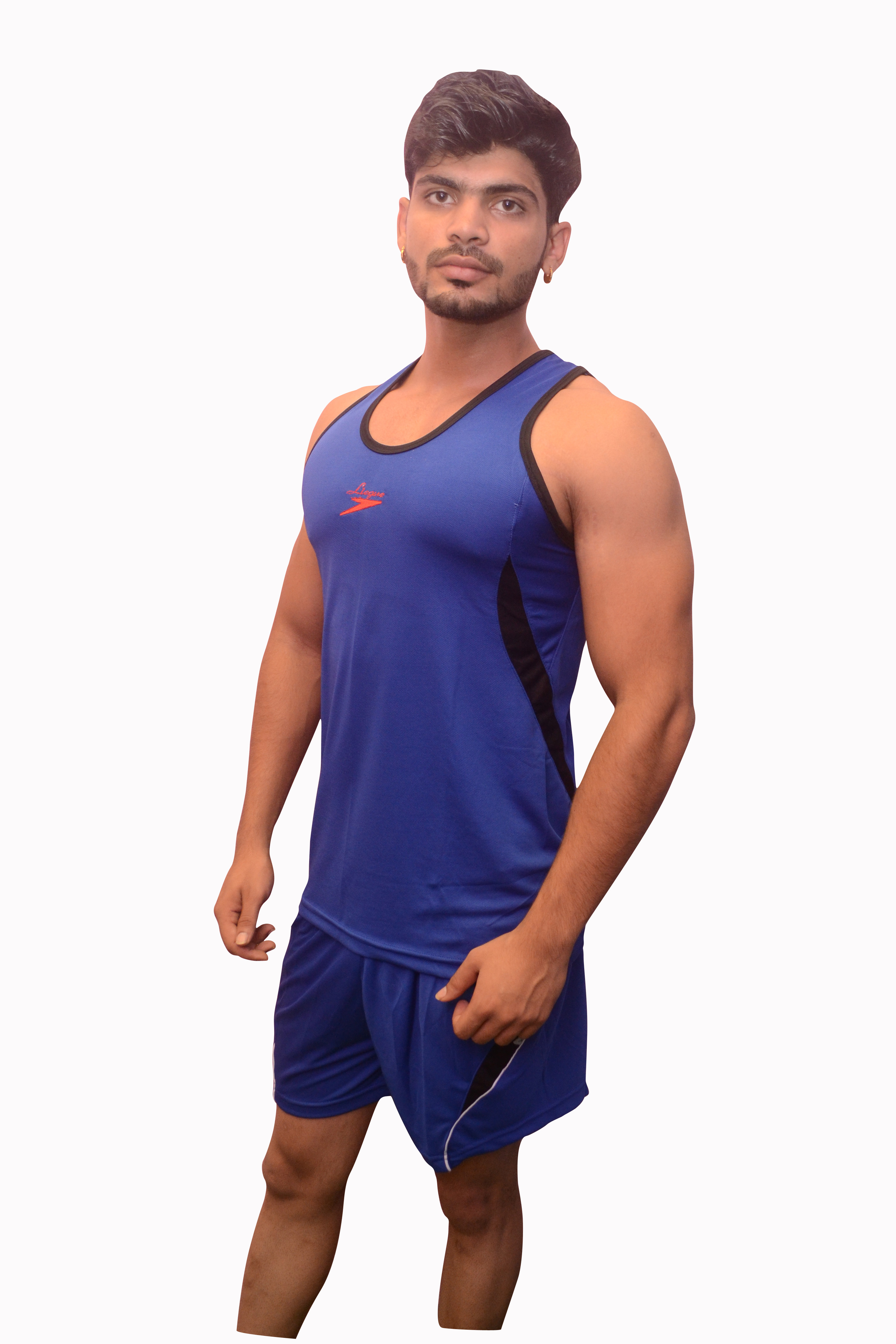 Athletic Kit Set - Polyester Cotton Blend, Size M/l/xl/xxl, Blue Color | Ideal For Summer Sports, Designed For Men, Cool Max Technology