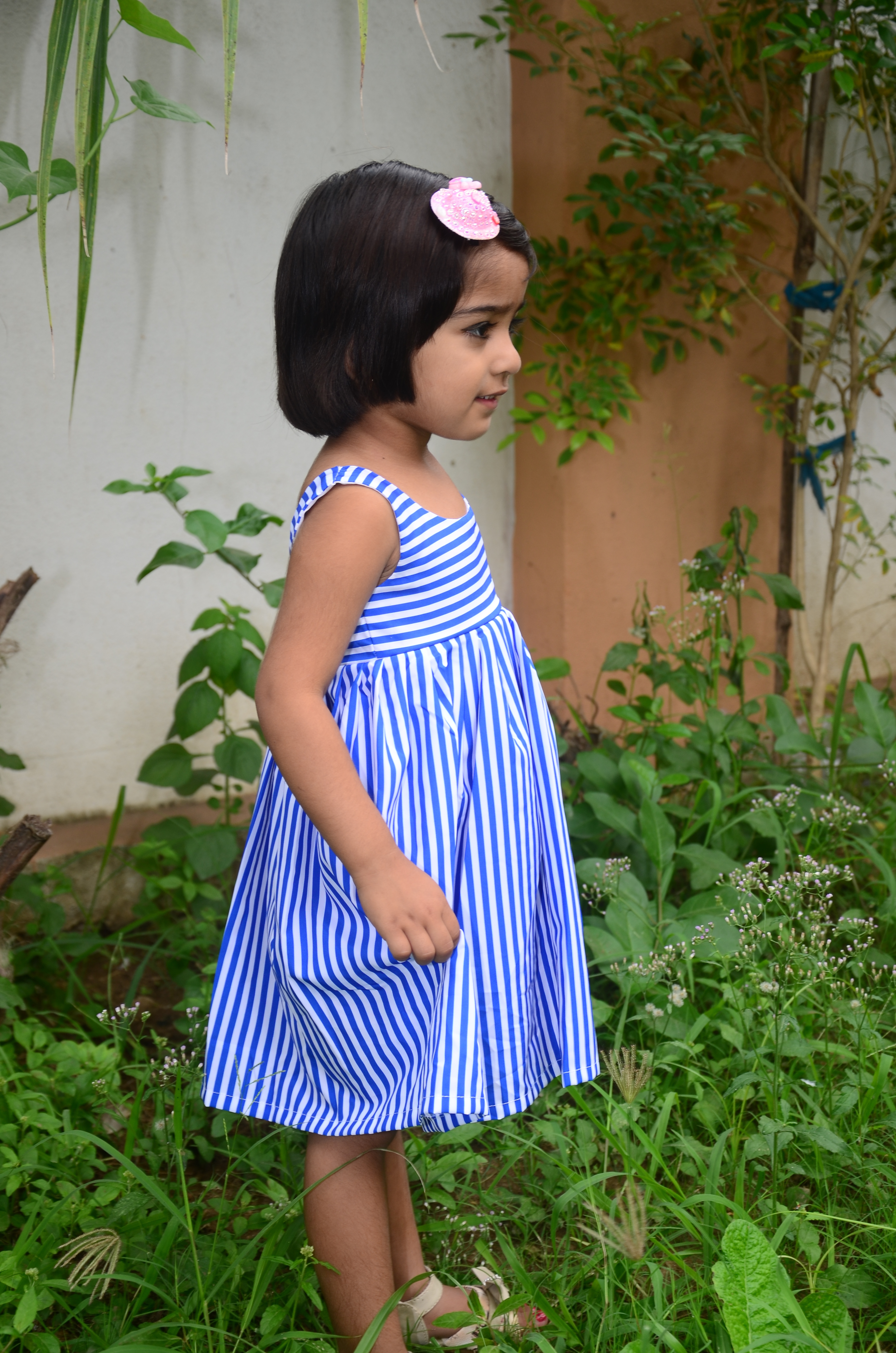 Stripe Baby Frock - Polyester Sizes 18 20 22 24 Color Blue | Comfortable Fit Elegant Finish Trendy Pattern Ideal For Parties