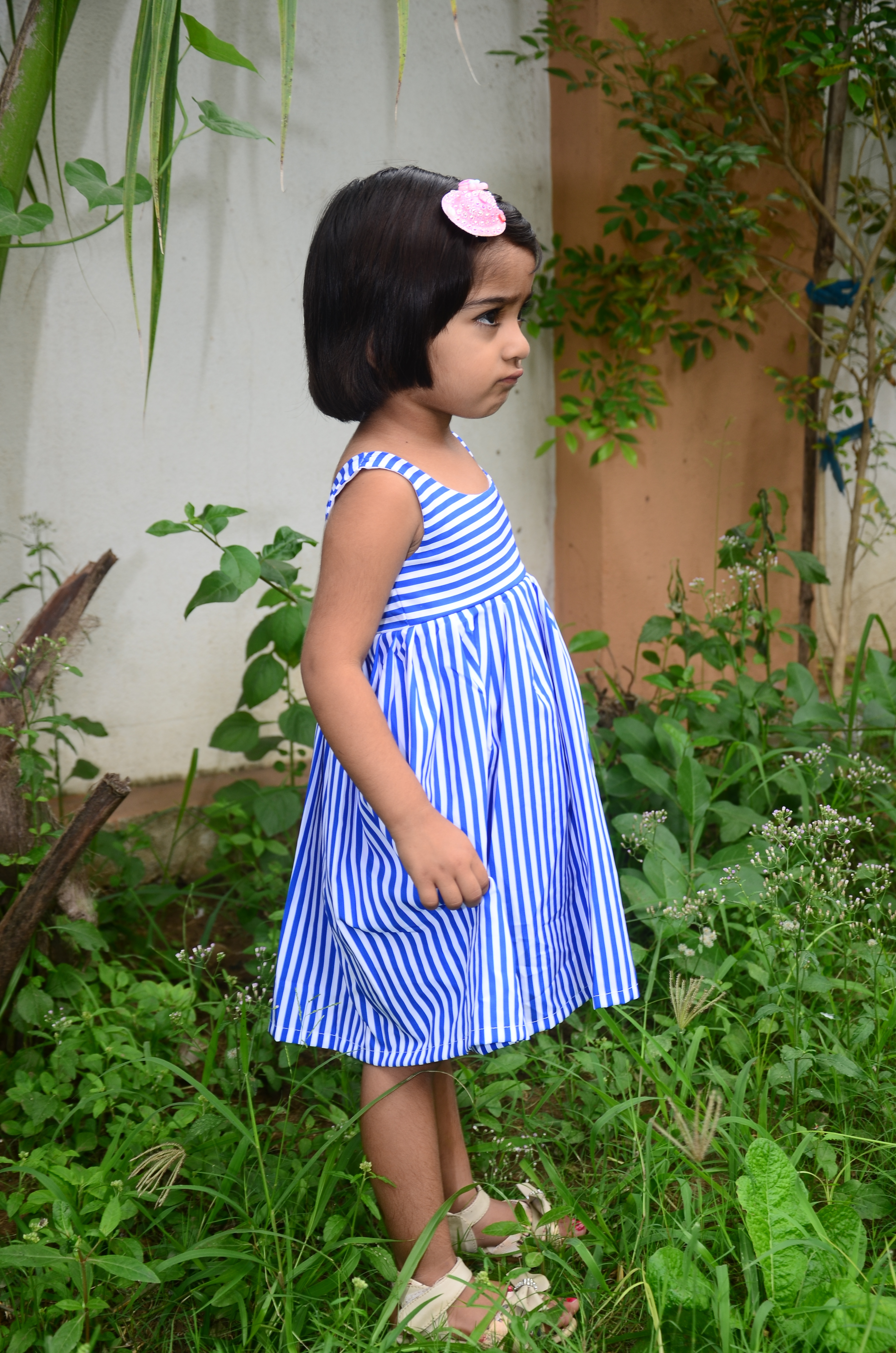 Stripe Baby Frock - Polyester Sizes 18 20 22 24 Color Blue | Comfortable Fit Elegant Finish Trendy Pattern Ideal For Parties