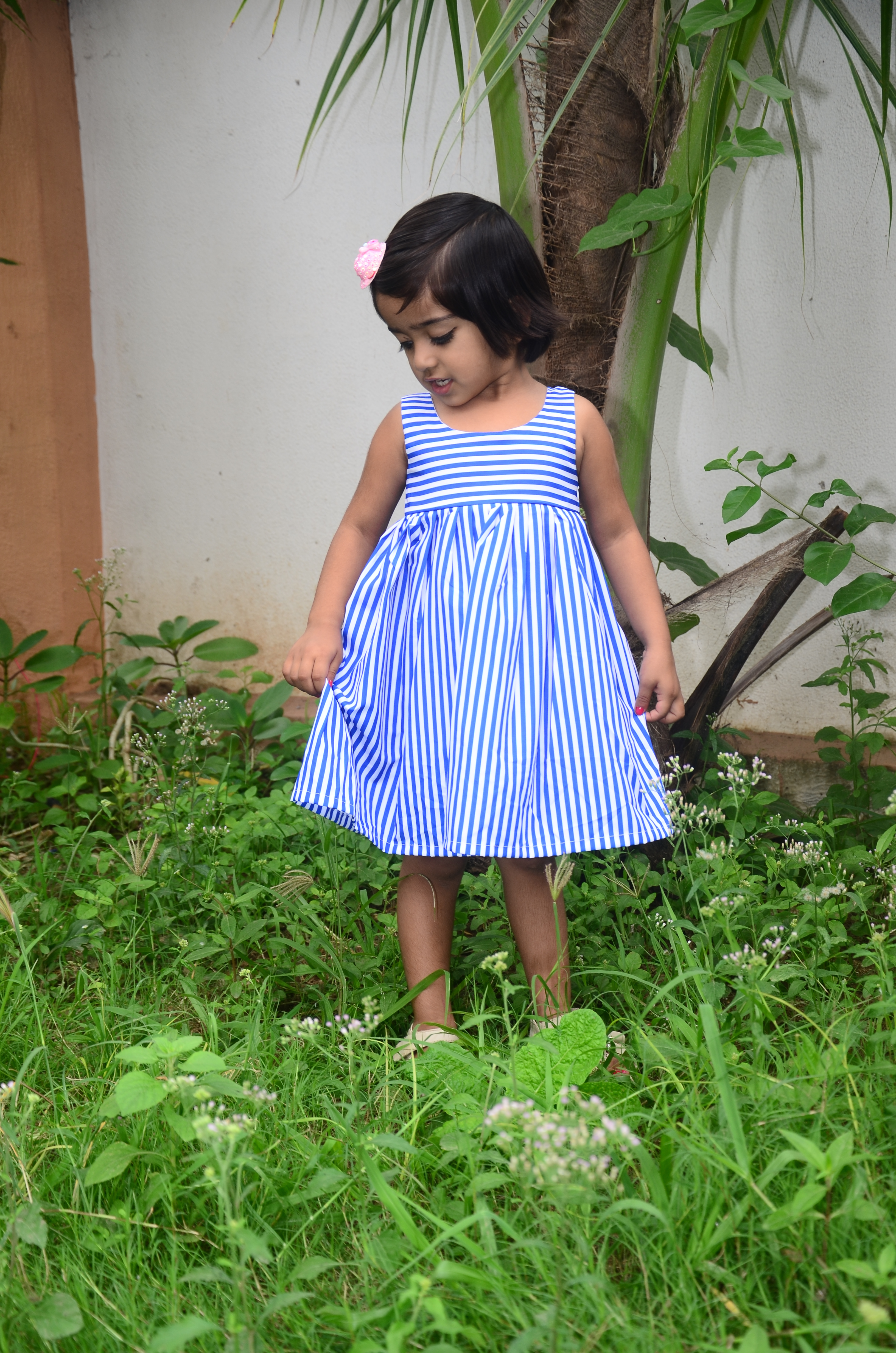 Stripe Baby Frock - Polyester Sizes 18 20 22 24 Color Blue | Comfortable Fit Elegant Finish Trendy Pattern Ideal For Parties