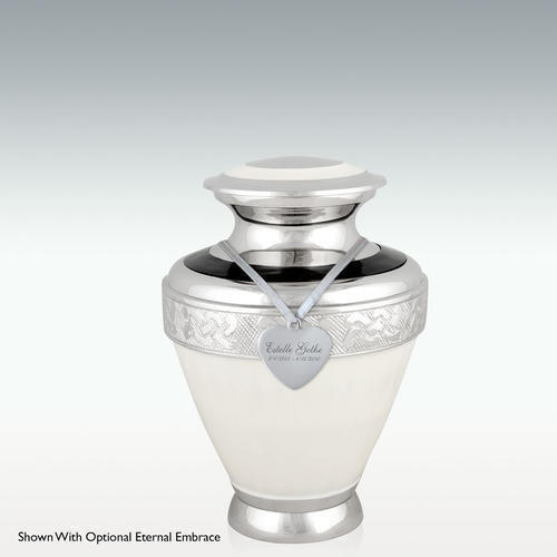 White & Silver Small Noble Snow Brass Cremation Urn