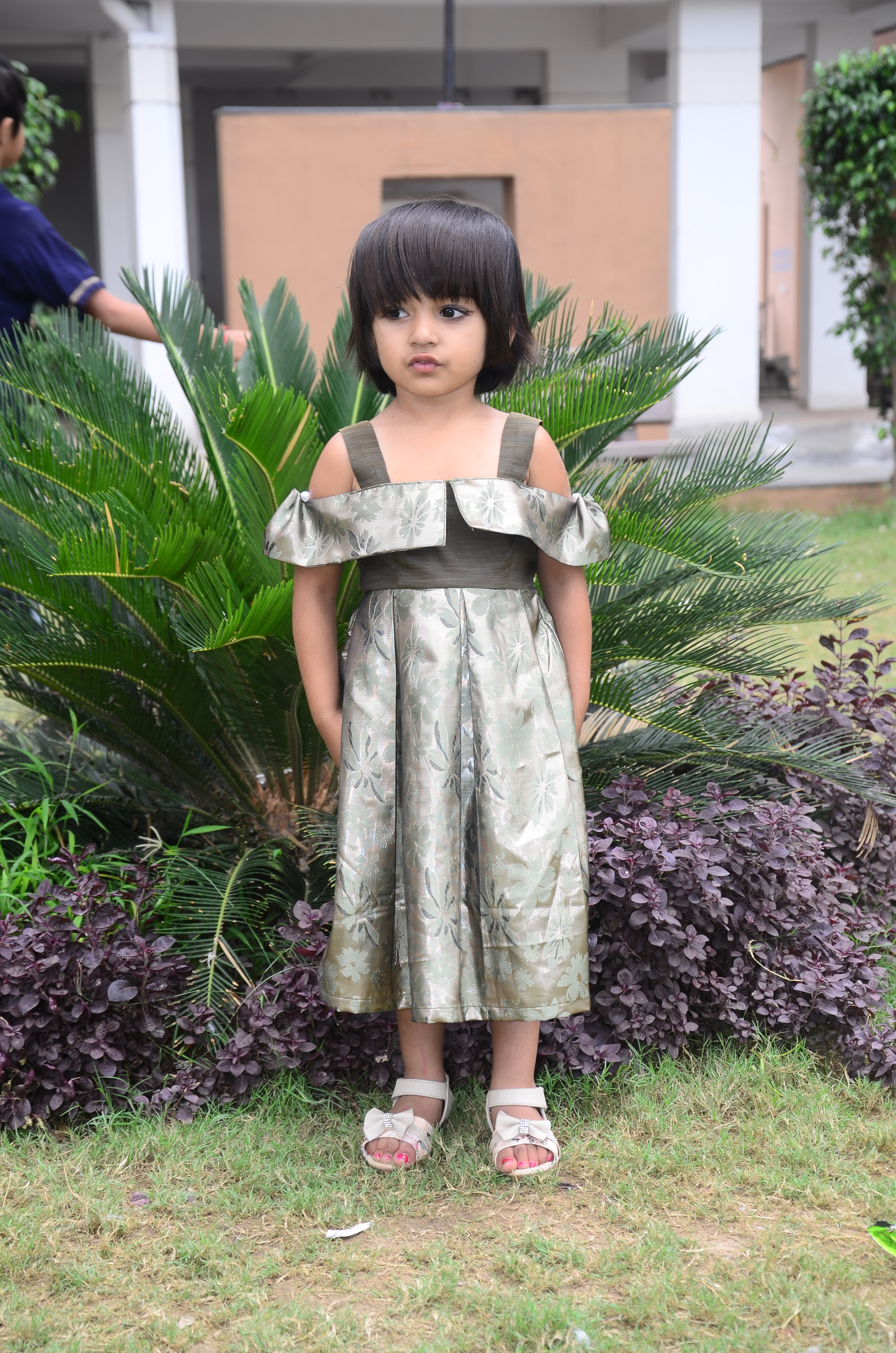 Kids Ready Made Frock - Jacquard Fabric, Sizes 18-24 (Below Knee Length) | Breathable, Skin Friendly, Elegant Shoulder Neck Design