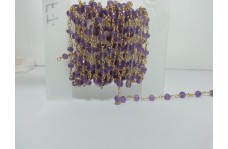 ब्लू नेचुरल एमेथिस्ट फेसेटेड रोंडेल बीड्स रोज़री चेन