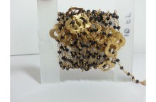 स्टोन नेचुरल ब्लैक स्पिनल फेसेटेड रोंडेल बीड्स गोल्ड प्लेटेड रोज़री चेन 2.5-3.5 एमएम