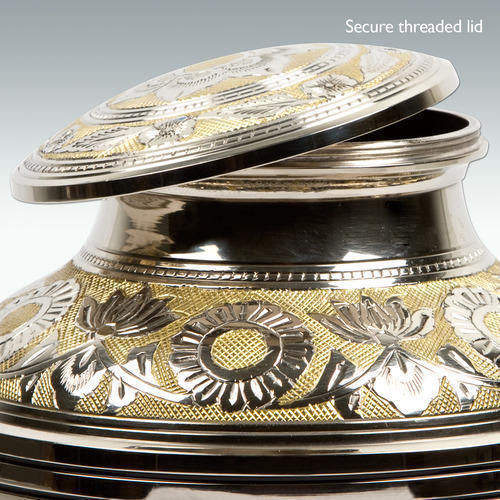 Silver Extra Large Fervent Floret Brass Cremation Urn