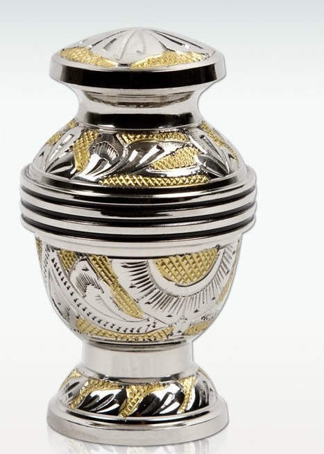 Silver Extra Large Fervent Floret Brass Cremation Urn