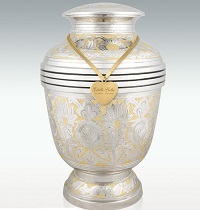 Silver Extra Large Fervent Floret Brass Cremation Urn