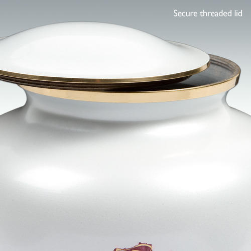 White Large Pearl Rose Brass Cremation Urn