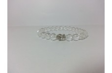 व्हाइट 8Mm क्रिस्टल क्वार्ट्ज स्मूथ राउंड बीड्स ब्रेसलेट