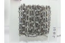 स्टोन नेचुरल ग्रे मूनस्टोन फेसेटेड रोंडेल बीड्स रोज़री चेन 3-4 एमएम