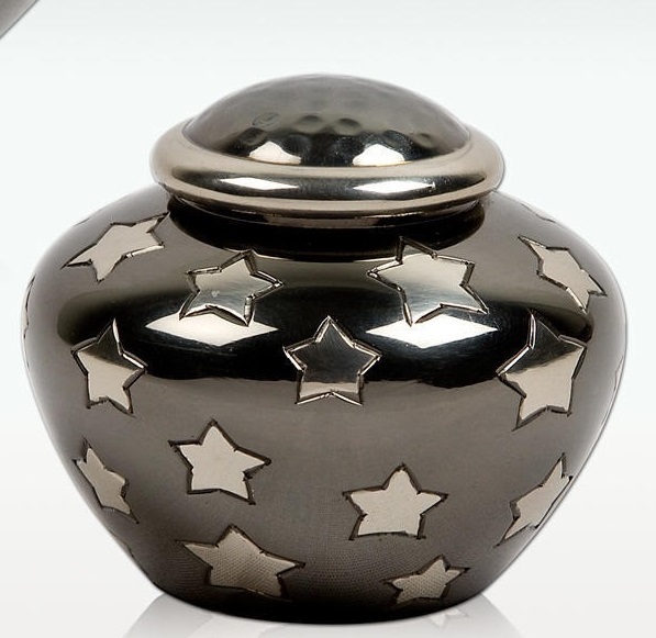 Black & Silver Medium Starry Night Brass Cremation Urn