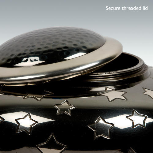 Black & Silver Medium Starry Night Brass Cremation Urn