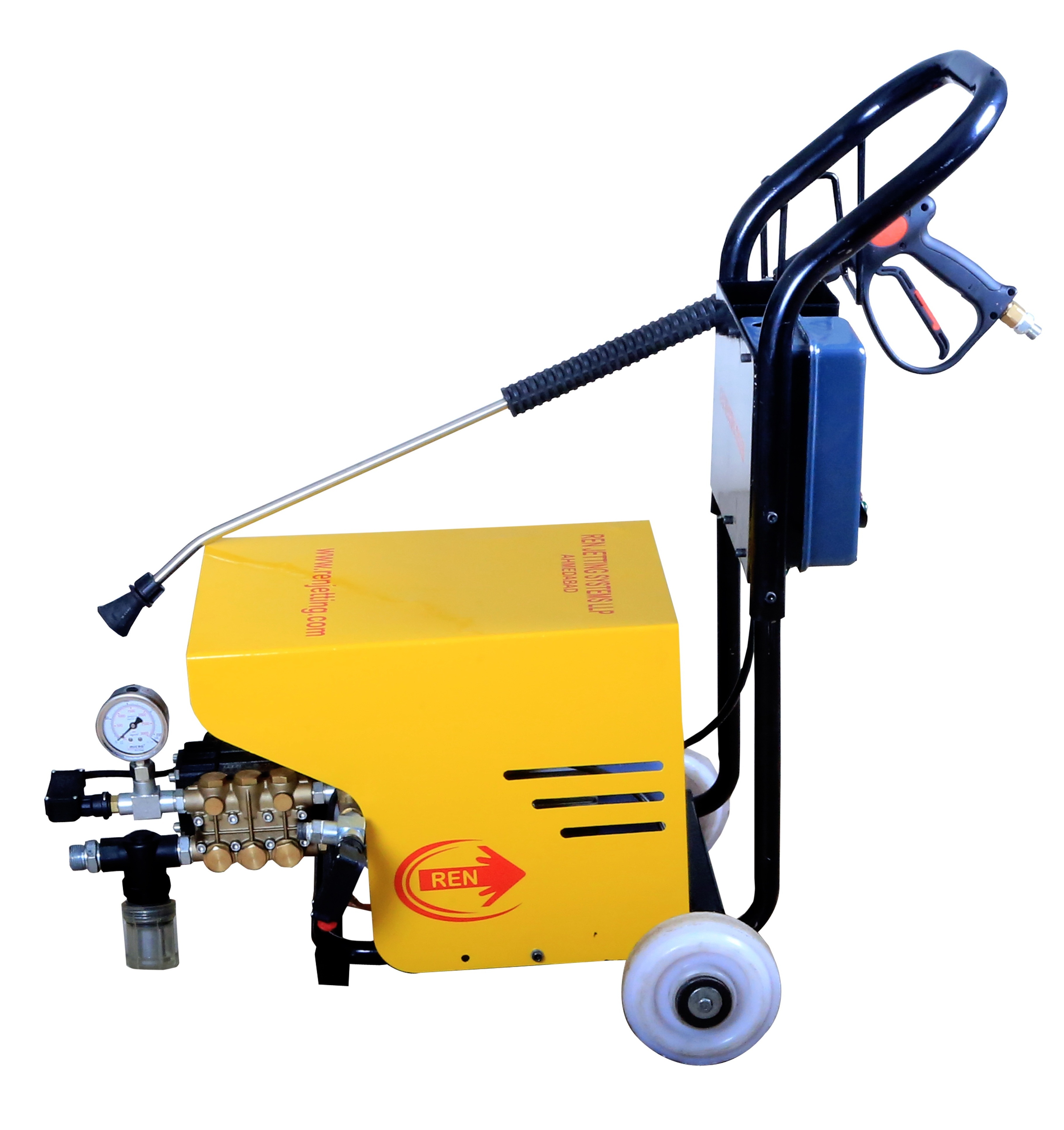 Heavy Duty Car Washer - Steel, 600x500x800 Mm, Yellow | 150 Bar Pressure, 10 L/min Flow Rate, Petrol Motor, 30 Kg Weight, Latest Italian Technology