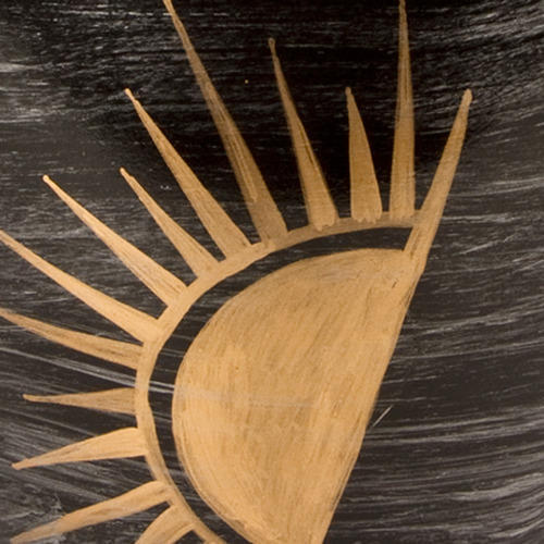 Black Half Sun Cremation Urn Engravable