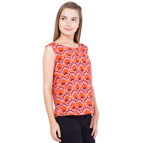Ladies Orange Printed Top
