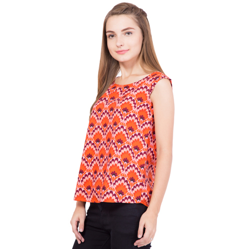 Ladies Orange Printed Top