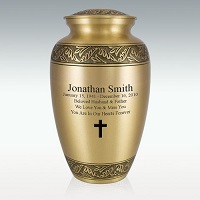 Black Large Laurel Leaf Brass Cremation Urn Engravable