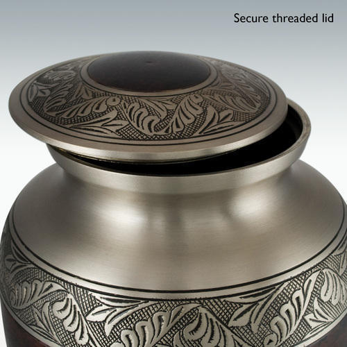 Black Large Laurel Leaf Brass Cremation Urn Engravable