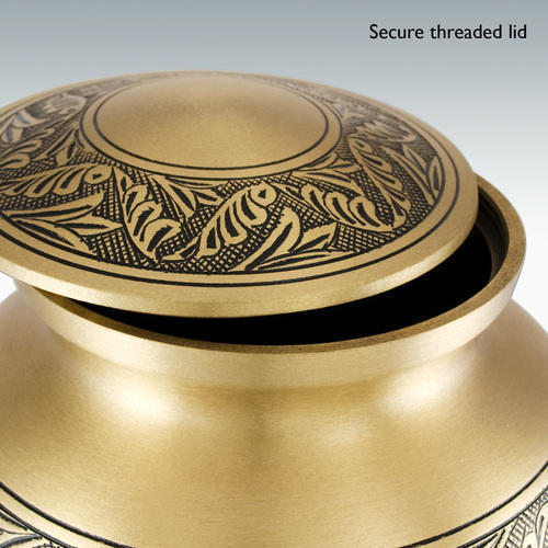 Black Large Laurel Leaf Brass Cremation Urn Engravable