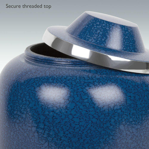Silver Cobalt Blue Alloy Small Cremation Urn