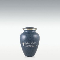Silver Cobalt Blue Alloy Small Cremation Urn