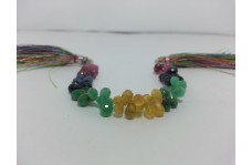 Stone Natural Ruby Emerald Blue & Yellow Sapphire Teardrop Drops Briolette Beads