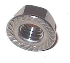 Flange Nuts - Hardened Steel, Variable Size, Hexagonal Shape, Zinc Coating | Features: Integrated Washer, Distributes Pressure, Serrated Flange, Secure Fastening, Prevents Loosening