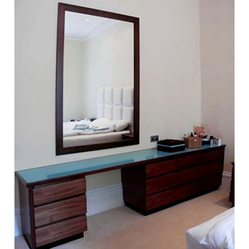 Modern Dressing Table - 48" x 18" x 30", Wood with Brown Finish, 4 Drawers, Eye-Catching Design, Termite Resistant, Mirror Included