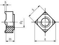 Square Weld Nuts - High Precision Steel, Square Shape With Locating Boss And Welding Projections