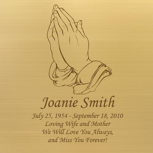 Gold Praying Hands Bronze Cube Cremation Urn Engravable