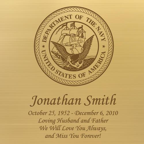 Gold Department Of The Navy Bronze Cube Cremation Urn Engravable