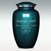Shiny Green Extra Large Deep Sea Brushed Cremation Urn Engravable