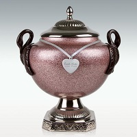 Green Extra Large Slate Blue Leaf Chalice Brass Cremation Urn