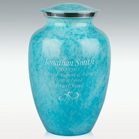 Silver Extra Large Brushed Green Cremation Urn Engravable