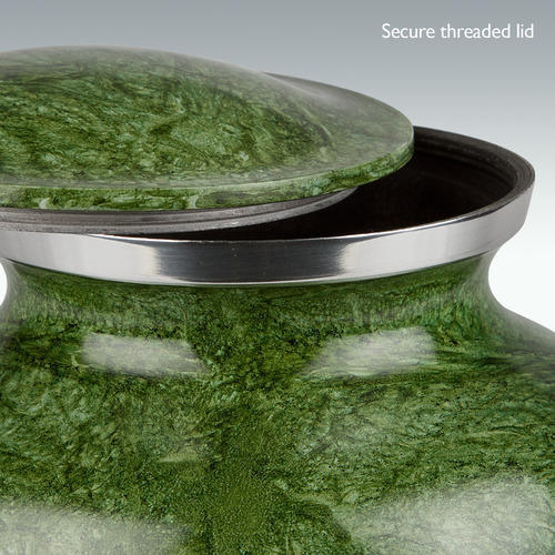 Silver Extra Large Brushed Green Cremation Urn Engravable