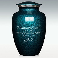 Silver Extra Large Brushed Green Cremation Urn Engravable