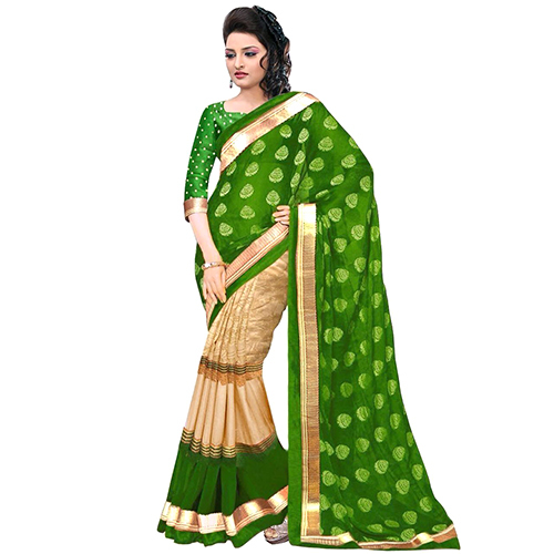 जुली ग्रीन फॉयल साड़ी