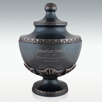 Green Small Slate Blue Leaf Chalice Brass Cremation Urn