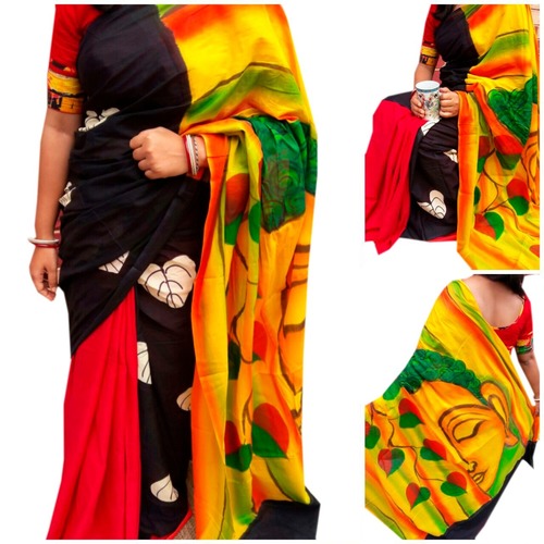 हैंड प्रिंटेड साड़ी