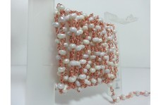 पर्ल प्लेन/स्मूथ रोंडेल बीड्स रोज़री चेन 3.5-4.5 मिमी