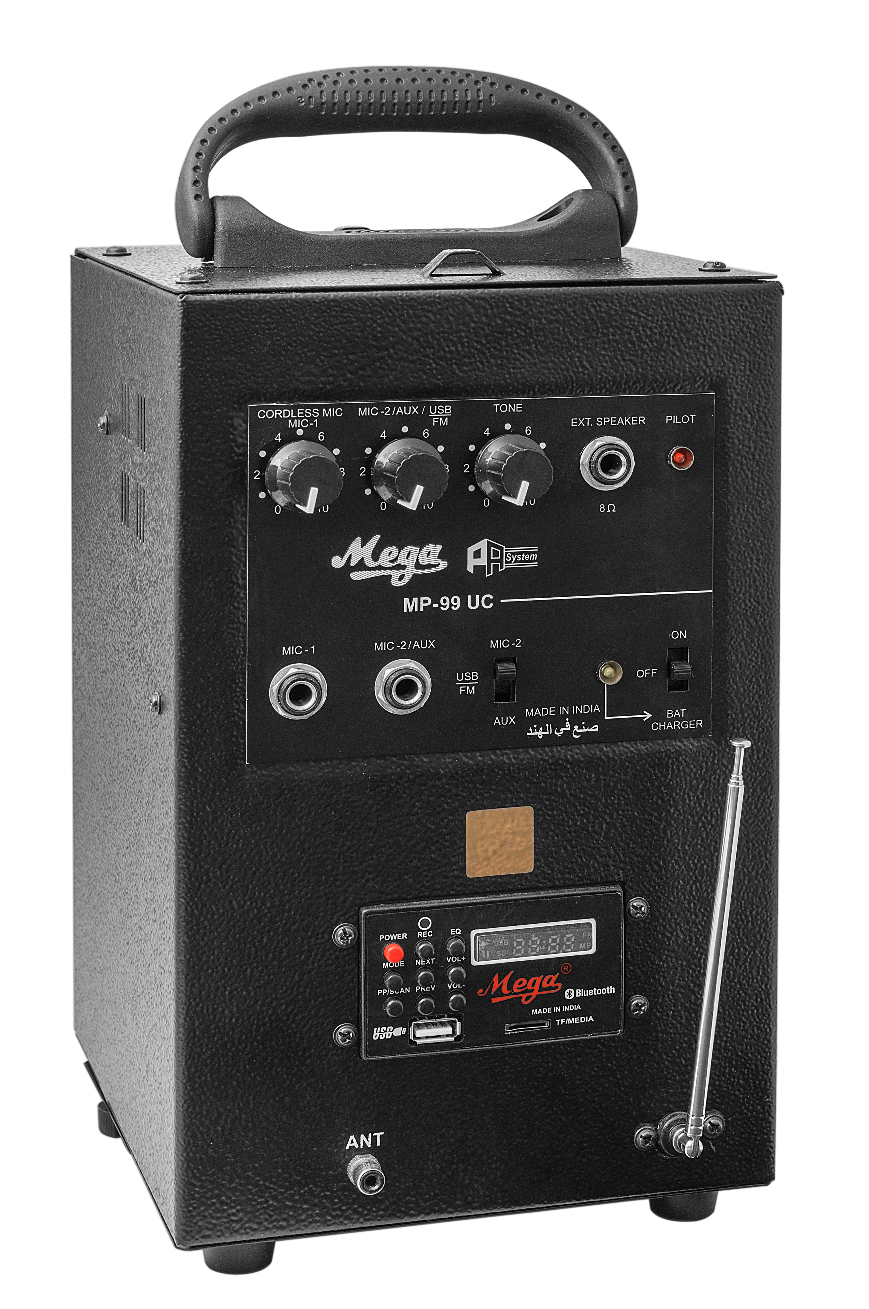 Mega Portable Public Address System - Metal, 40w Power, 7.6 Kg | Rechargeable Battery, 2 Microphones, Usb/sd Player & Recorder, Weather-resistant Finish, Stylish Carry Bag