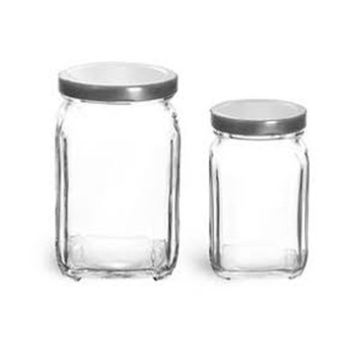 Square Glass Jar - High-Grade Clear Transparent Glass, Various Sizes | Non-Toxic, Elegant Shape, Air Tight Aluminum Lid