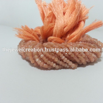 स्टोन नेचुरल पीच मूनस्टोन फेसेटेड रोंडेल बीड्स