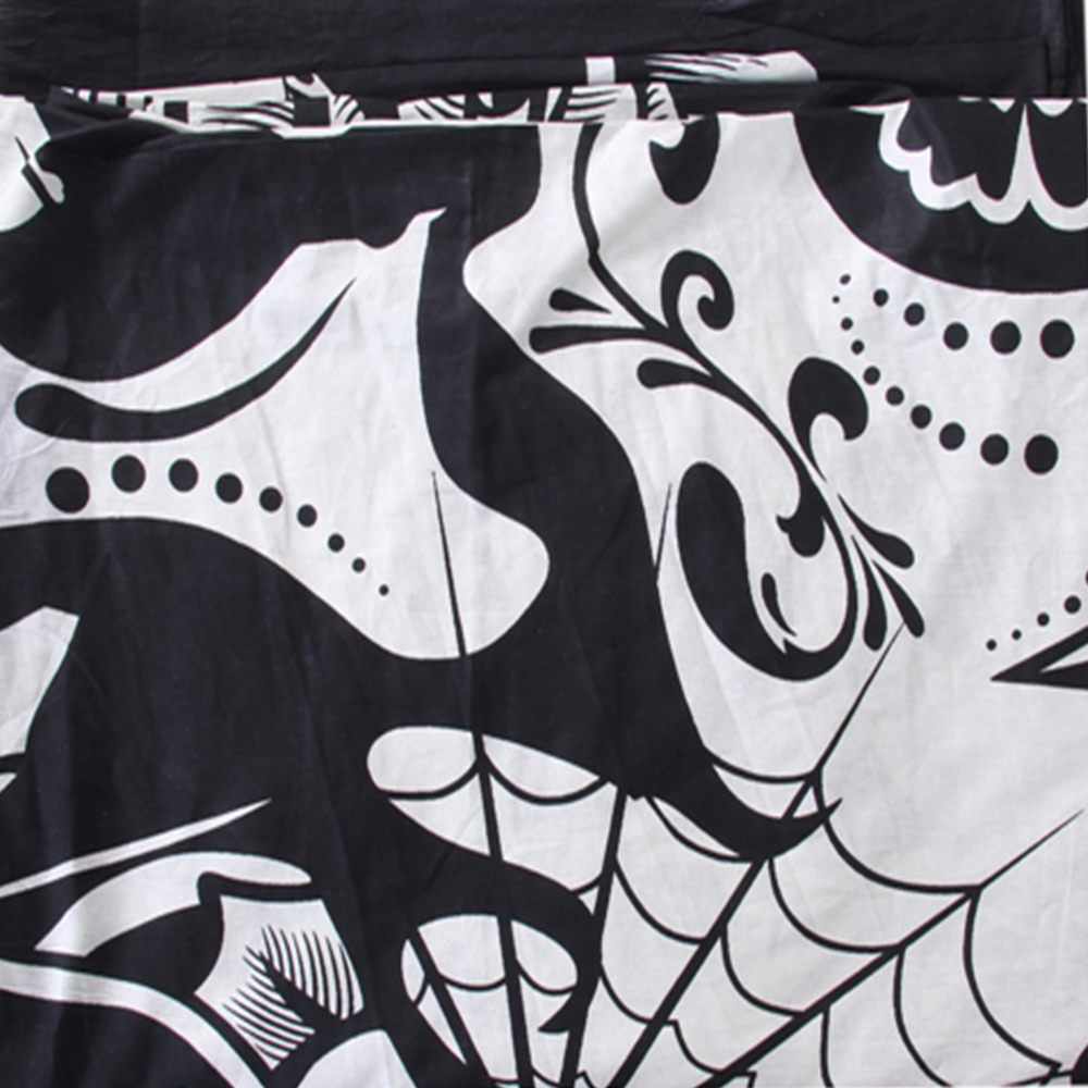Black And White Halloween Skull & Rose Wall Hangings Beach Throw Bedspread Indian Cotton Bed Sheet Cotton Tapestry