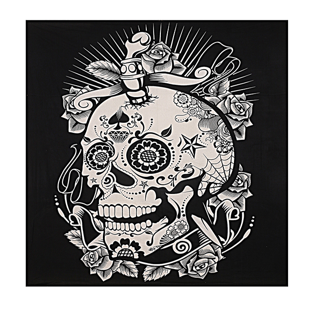 Black And White Halloween Skull & Rose Wall Hangings Beach Throw Bedspread Indian Cotton Bed Sheet Cotton Tapestry